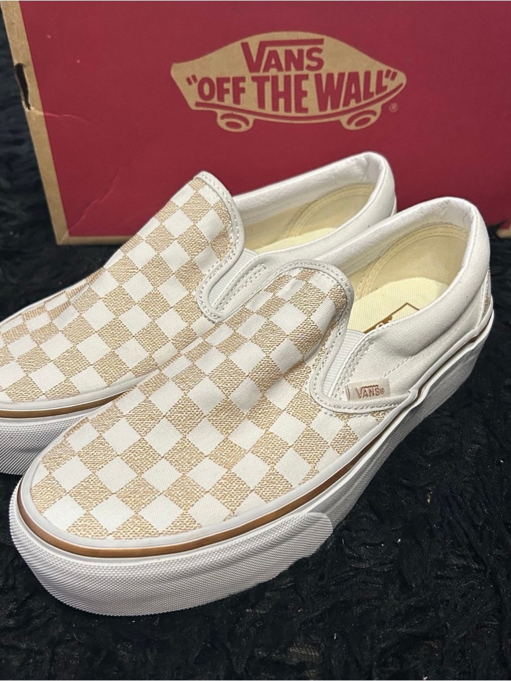 VANS checkerboard metallic gold platform slip on shoes sneakers women’s 9 new - Picture 6 of 8